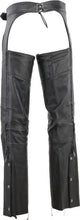 Load image into Gallery viewer, Kuryakyn Leather By River Road Longhaul Leather Chaps Black - Large - Installation View