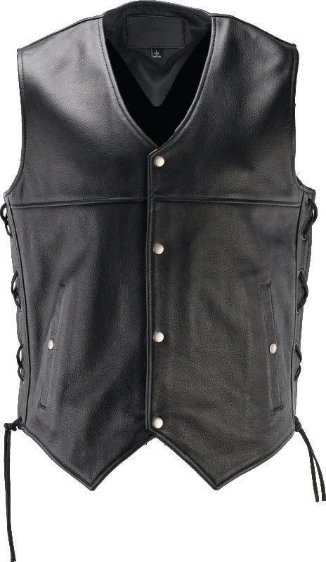 Kuryakyn Leather By River Road Old Skool Leather Vest Black - 2XL