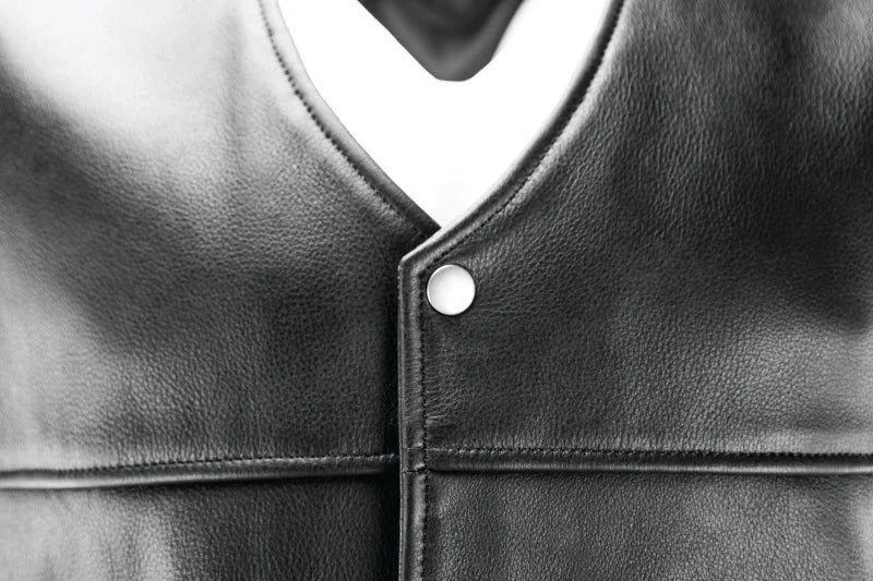 Kuryakyn Leather By River Road Old Skool Leather Vest Black - Large - Side View
