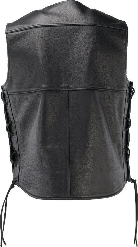 Kuryakyn Leather By River Road Old Skool Leather Vest Black - Large - Back View