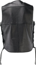 Load image into Gallery viewer, Kuryakyn Leather By River Road Old Skool Leather Vest Black - Large - Back View