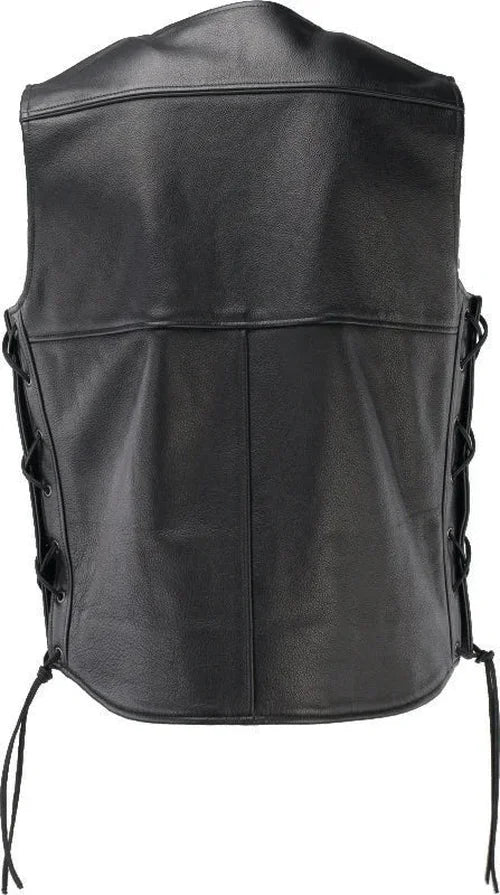 Kuryakyn Leather By River Road Old Skool Leather Vest Black - Large - Back View