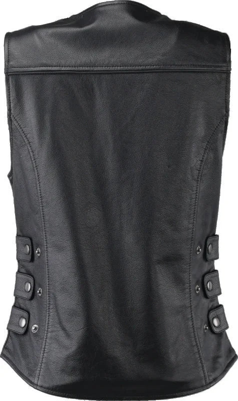 Kuryakyn Leather By River Road Plains Leather Vest Black Womens - Small - Side View
