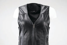 Load image into Gallery viewer, Kuryakyn Leather By River Road Plains Leather Vest Black Womens - Small - Back View