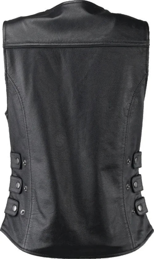 Kuryakyn Leather By River Road Plains Leather Vest Black Womens - Small - Side View