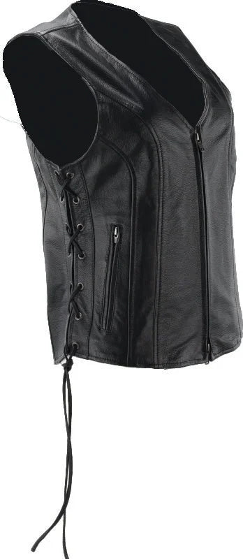 Kuryakyn Leather By River Road Sapphire Leather Vest Black Womens - Small - Back View
