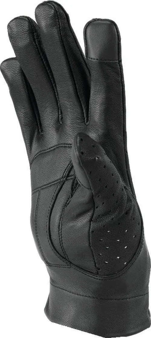 Kuryakyn Leather By River Road Tucson Leather Perforated Gloves Black Womens - Small - Back View