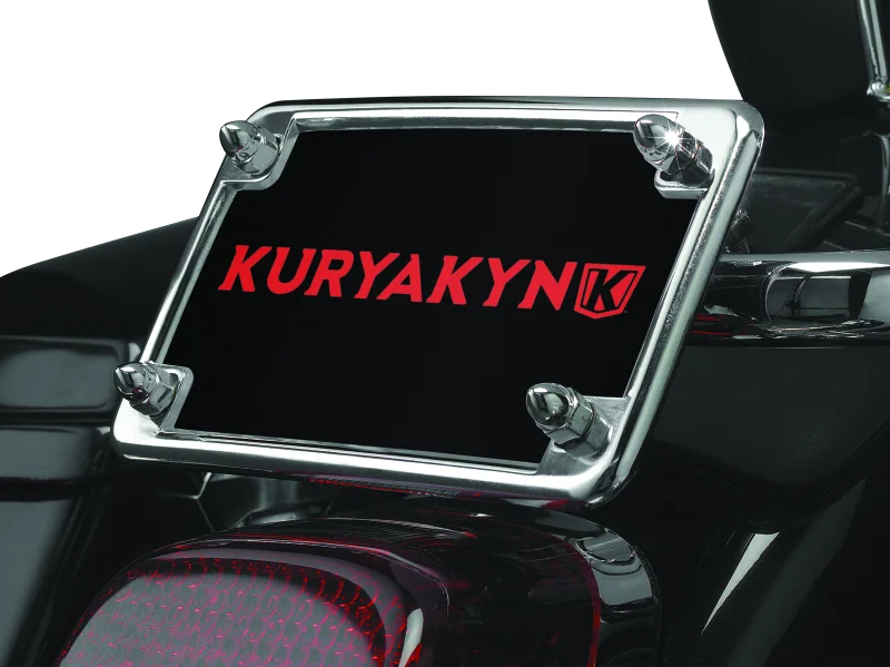 Kuryakyn License Frame & Backing Plate Set 4in X 7in Chrome - Side View