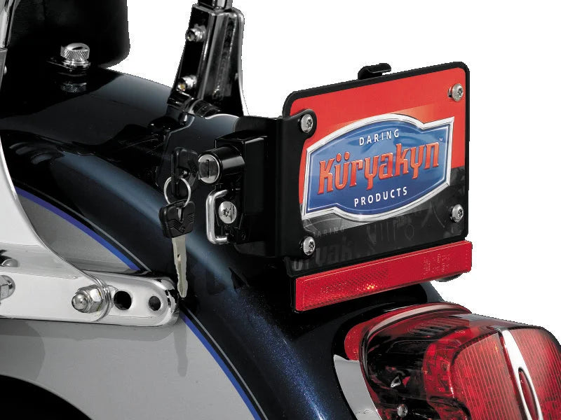 Kuryakyn License Plate Helmet Lock With Mount Black - Side View