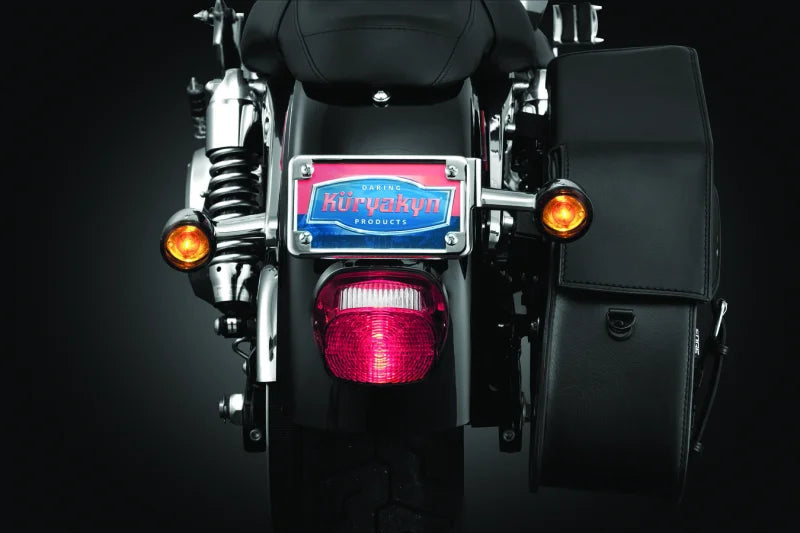Kuryakyn License Plate Turn Signal & Marker Light Mount Chrome - Side View