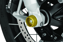 Load image into Gallery viewer, Kuryakyn Lodestar Axle Sliders Gold - Side View