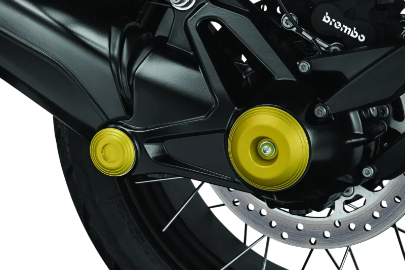 Kuryakyn Lodestar Rear Axle Sliders-BMW-Gold - Side View