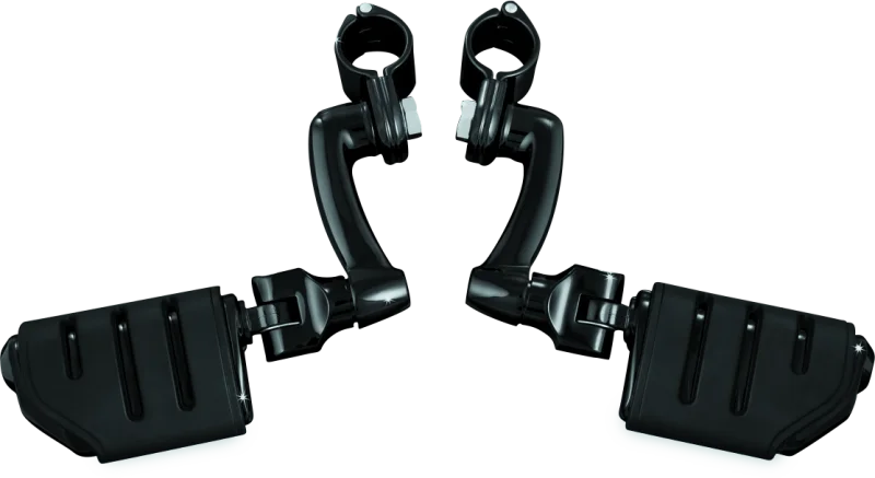 Kuryakyn Longhorn Trident Offset Highway Pegs With 1-1/4 in Clamps Black