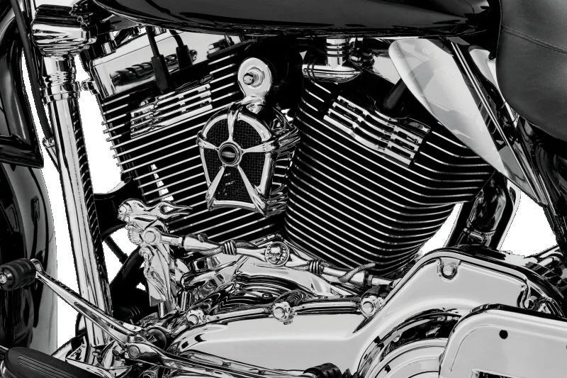 Kuryakyn Mach 2 Horn Cover Chrome With Black Mesh - Side View