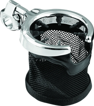 Load image into Gallery viewer, Kuryakyn Mesh Basket Universal Drink Holder 1in Clamp Chrome - Main Product View