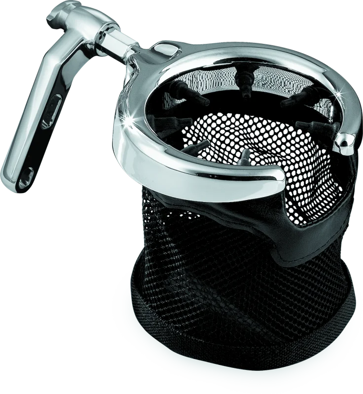 Kuryakyn Mesh Basket Universal Drink Holder Perch  Mount Chrome