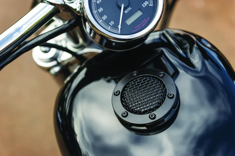 Kuryakyn Mesh Gas Cap Vented Black - Side View