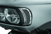 Load image into Gallery viewer, Kuryakyn Mesh Headlight Vent Accents Chrome - Back View