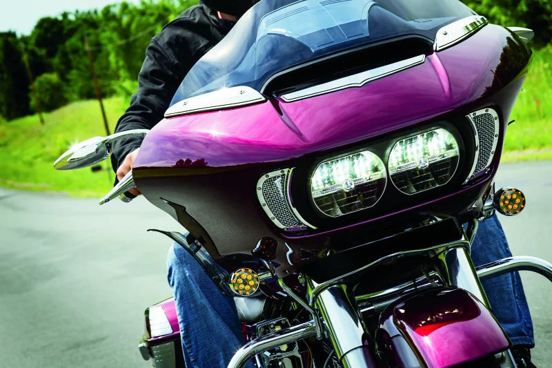 Kuryakyn Mesh Headlight Vent Accents Chrome - Installation View