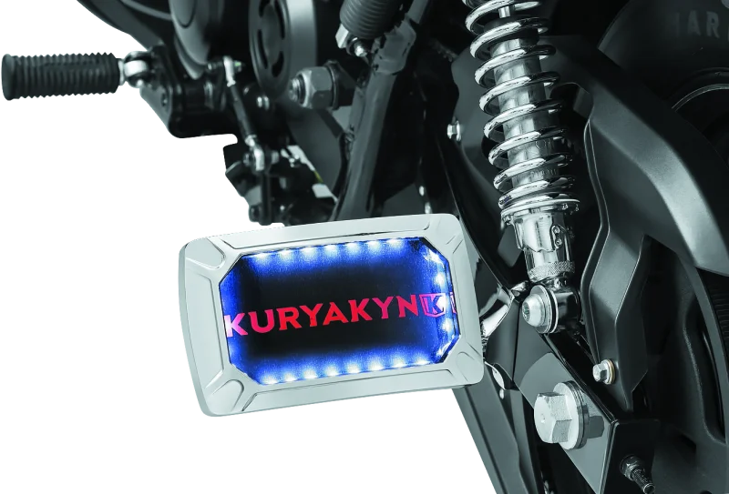 Kuryakyn Nova Curved Horizontal Mount Side License Plate Holder Chrome - Side View