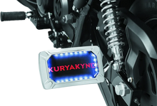 Load image into Gallery viewer, Kuryakyn Nova Curved Horizontal Mount Side License Plate Holder Chrome - Side View