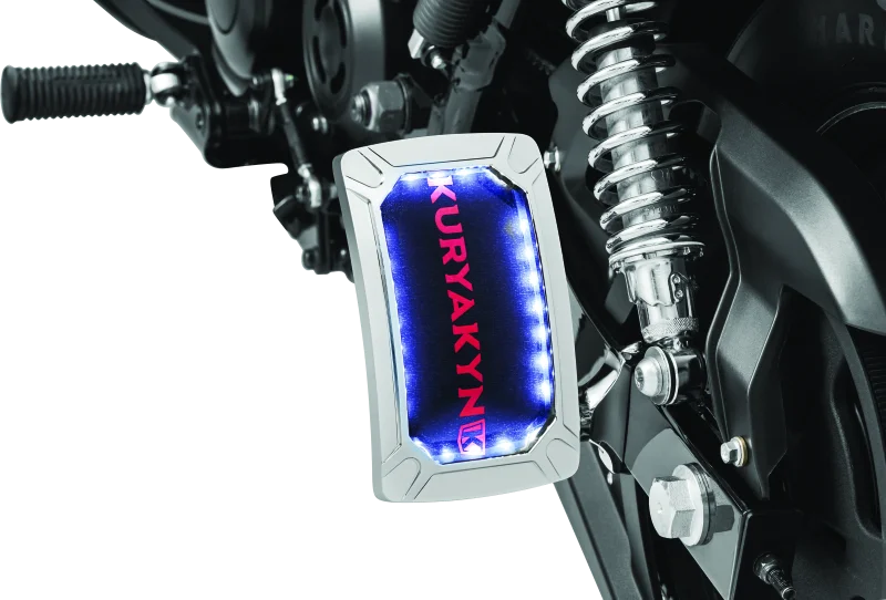 Kuryakyn Nova Curved Vertical Mount Side License Plate Holder Chrome - Side View