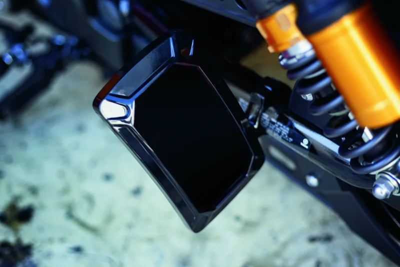 Kuryakyn Nova Curved Vertical Mount Side License Plate Holder Gloss Black - Installation View
