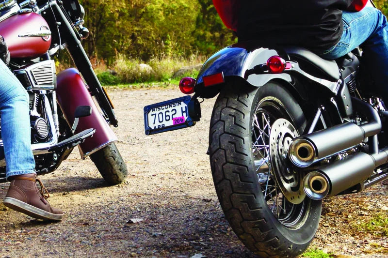 Kuryakyn Nova Side Mount License Plate Frame Gloss Black - Side View
