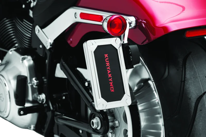 Kuryakyn Nova Side Mount License Plate Frame Gloss Chrome - Side View