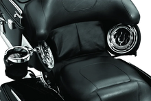 Load image into Gallery viewer, Kuryakyn Passenger Drink Holder With Basket 14-Up Touring Right Side Chrome - Installation View