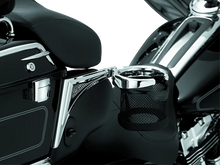 Load image into Gallery viewer, Kuryakyn Passenger Drink Holder With Basket 98-13 Touring Right Side Chrome - Detail View
