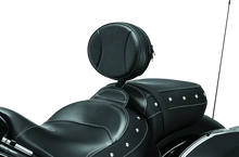 Load image into Gallery viewer, Kuryakyn Plug-N-Go Driver Backrest 14-Up Indian Black Pad, Chrome - Side View