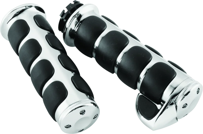 Kuryakyn Premium ISO Grips With Throttle Boss Dual Cable Chrome - Side View