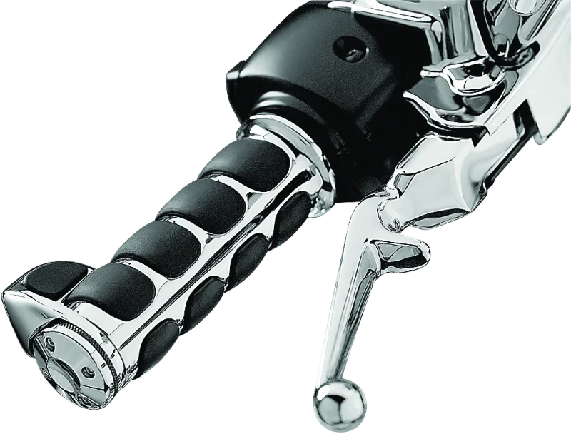 Kuryakyn Premium ISO Grips With Throttle Boss Throttle-By-Wire Chrome - Side View