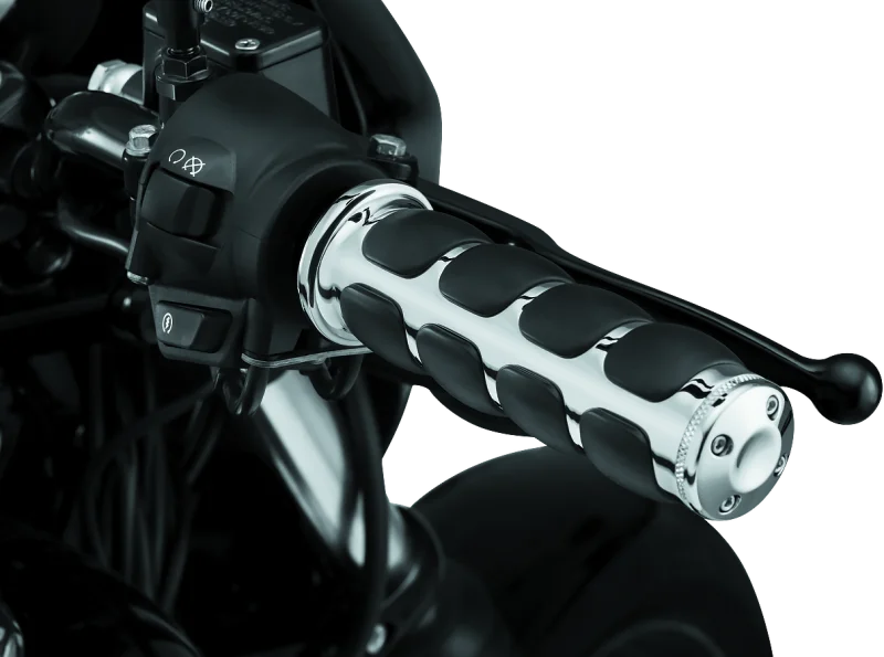 Kuryakyn Premium ISO Grips Without Throttle Boss Throttle-By-Wire Chrome - Side View