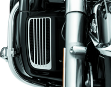 Load image into Gallery viewer, Kuryakyn Radiator Grills For Twin Cooled Models Chrome &amp; Black (Pair) - Side View