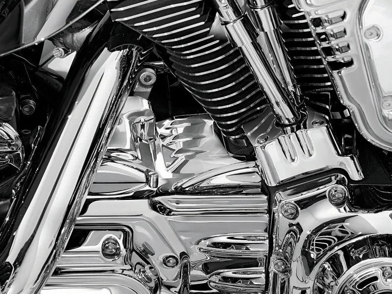 Kuryakyn Rear Cylinder Base Cover For 02-06 Touring Models Chrome - Detail View