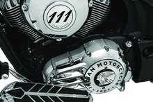 Load image into Gallery viewer, Kuryakyn Rear Oil Panel Accent Chrome Indian - Side View