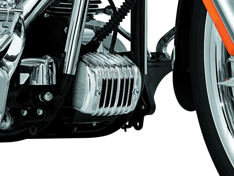 Kuryakyn Regulator Cover  01-17 Softail Chrome - Installation View