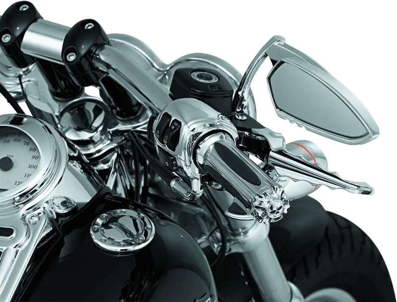Kuryakyn Replacement Zombie Grip Emblems With Throttle Boss Chrome - Side View