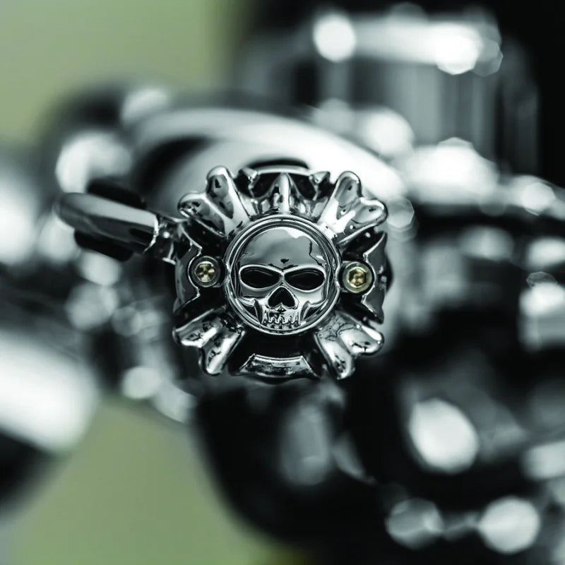 Kuryakyn Replacement Zombie Grip Emblems With Throttle Boss Chrome - Detail View