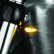 Load image into Gallery viewer, Kuryakyn Rhombus S Single Fuction Front Left Clear Lens Amber Satin Black - Back View