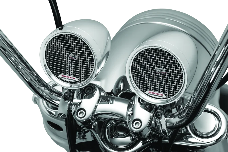 Kuryakyn Road Thunder Speaker Pods Bluetooth Audio Controller Chrome - Side View