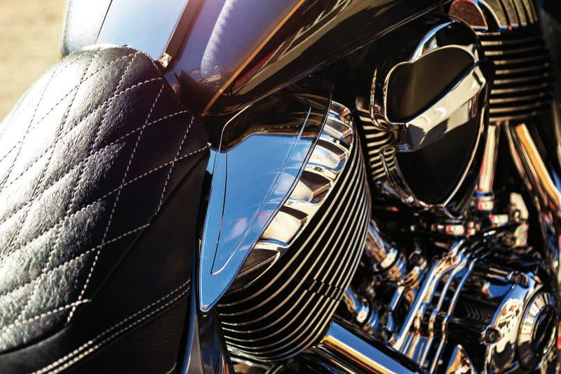 Kuryakyn Saddle Shields Heat Deflectors 14-Up Indian Models(excluding Scout) Smoke - Side View