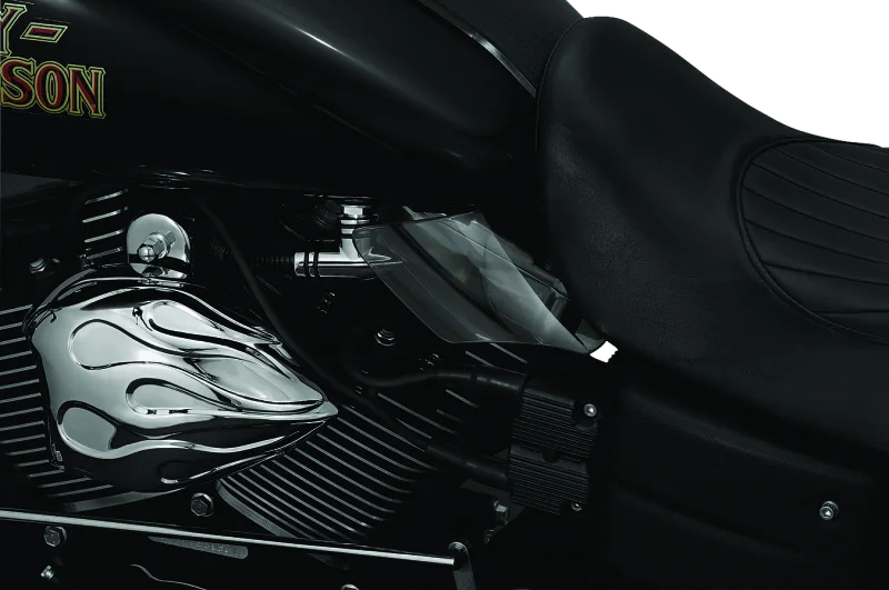 Kuryakyn Saddle Shields Heat Deflectors 99-17 Dyna Models Smoke - Side View