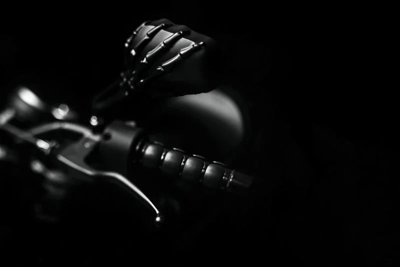 Kuryakyn Skeleton Hand Mirrors Black/Black - Side View