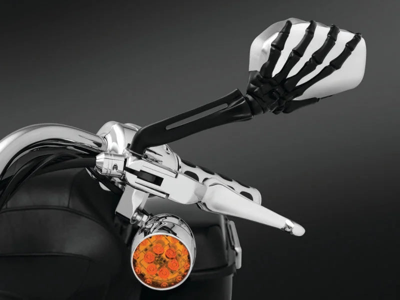 Kuryakyn Skeleton Hand Mirrors Black/Chrome - Side View