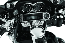 Load image into Gallery viewer, Kuryakyn Stereo Accent 96-13 FL Touring Models Chrome - Installation View