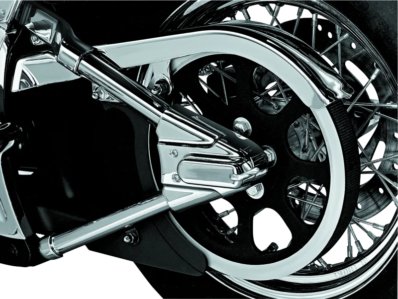 Kuryakyn Swingarm Cover Kit - Unlighted 00-07 Softail Models Chrome - Side View