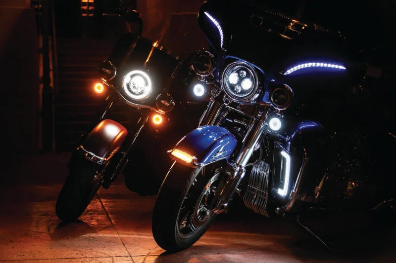 Kuryakyn Tracer L.E.D. Front Turn Signal Insert, White/Amber Light, Smoke Lens 1157 - Side View